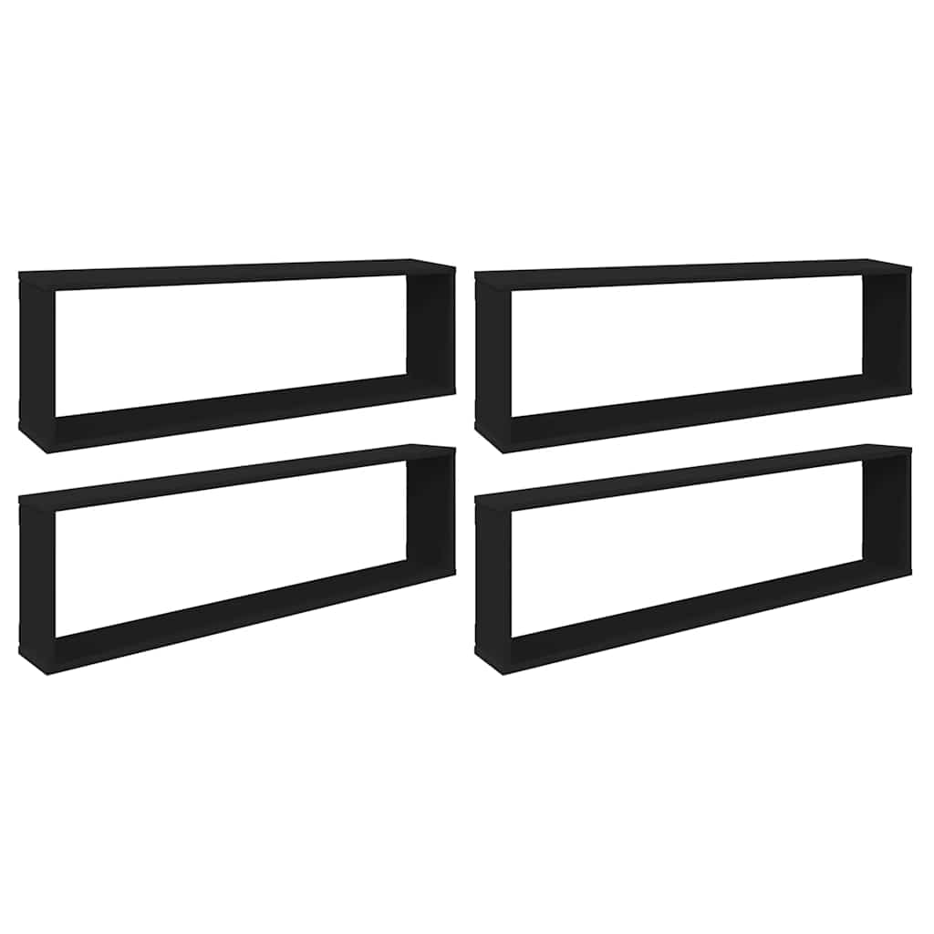 vidaXL Nástěnné obdélníkové police 4 ks černé 100x15x30 cm kompozit
