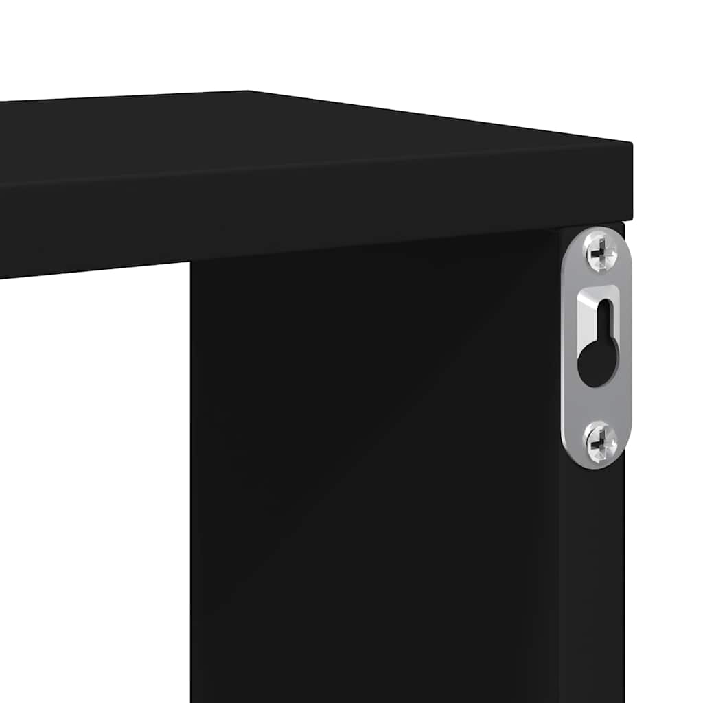Étagères Cube Murales Supports Suspendues 4 pcs Noir Bois d'Ingénierie