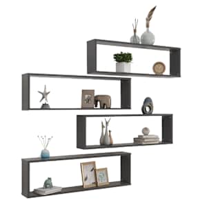 vidaXL Kuutiosein&auml;hyllyt 4 kpl harmaa 100x15x30 cm lastulevy