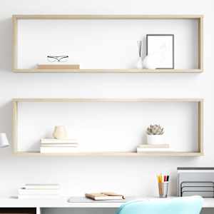 Stenske police kockaste 2 kosa sonoma hrast 100x15x30 cm