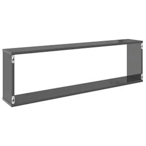 Nástěnné krychlové police 4 ks šedé 100x15x30 cm dřevotříska - obrázek 8