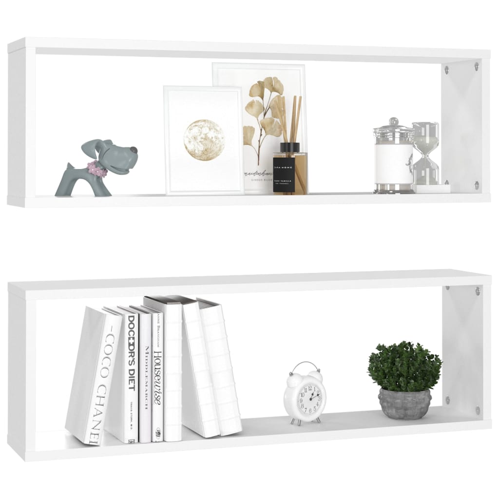 

vidaXL Wandschappen kubus 2 st 80x15x26,5 cm spaanplaat wit