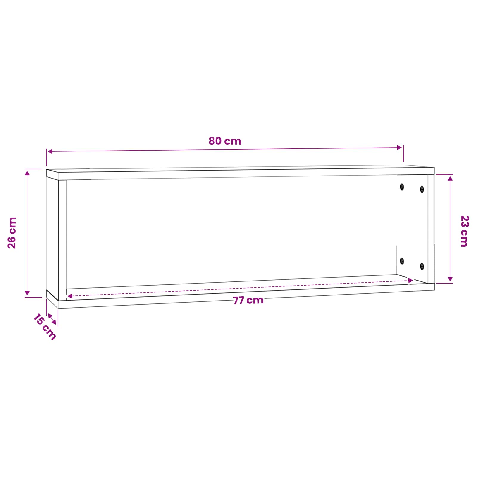 Wall Cube Shelves size guide