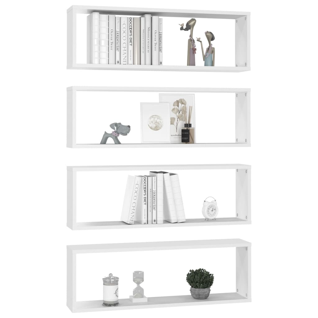 

vidaXL Wandschappen kubus 4 st 80x15x26,5 cm spaanplaat wit