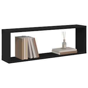 Nástěnné obdélníkové police 4 ks černé 80x15x26,5 cm kompozit - obrázek 4