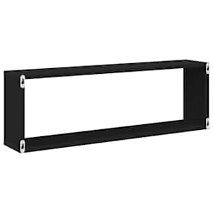 Nástěnné obdélníkové police 4 ks černé 80x15x26,5 cm kompozit - obrázek 8