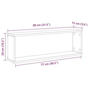 Nástěnné krychlové police 6 ks šedé 80x15x26,5 cm dřevotříska - obrázek 11