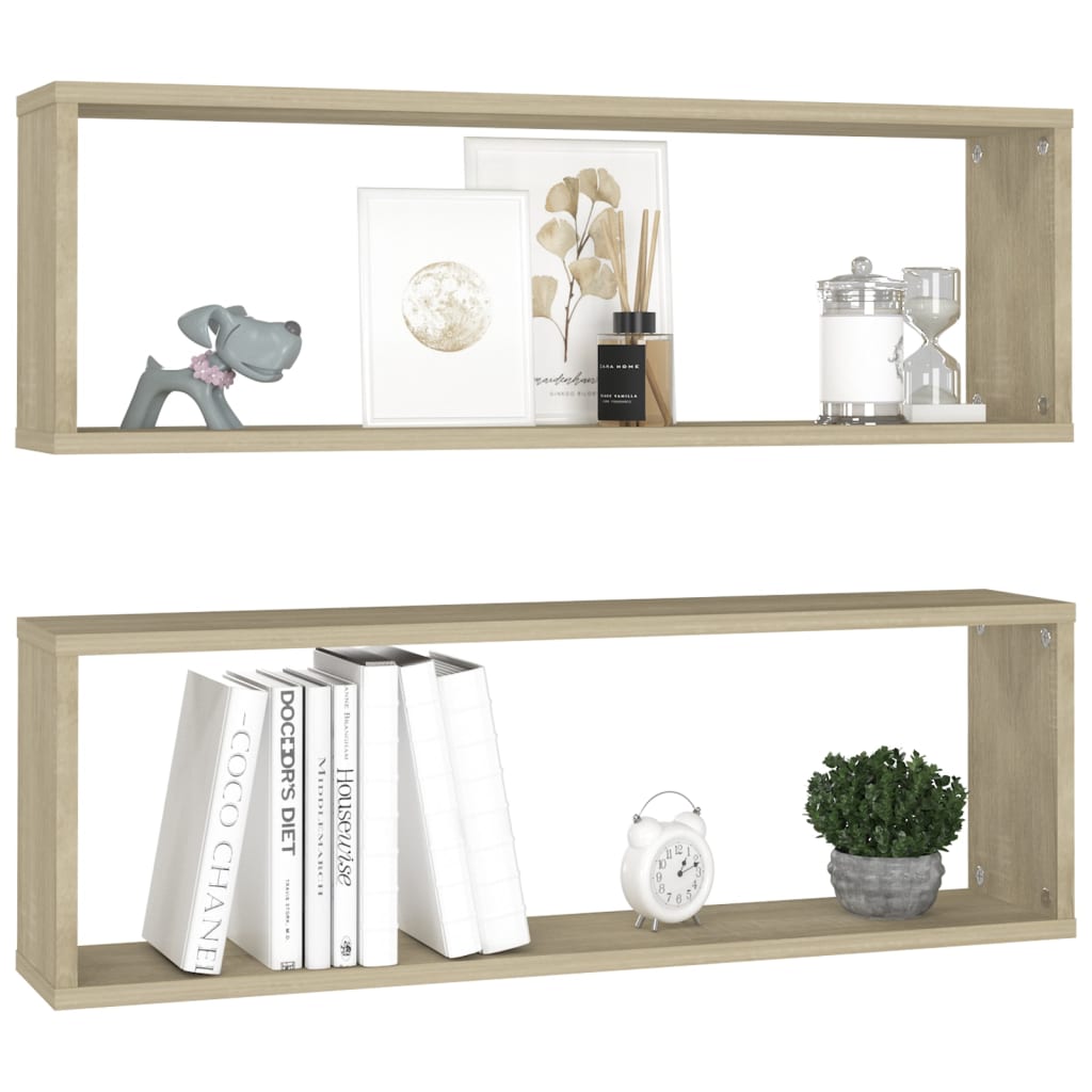 

vidaXL Wandschappen kubus 2 st 80x15x26,5 cm spaanplaat sonoma eiken