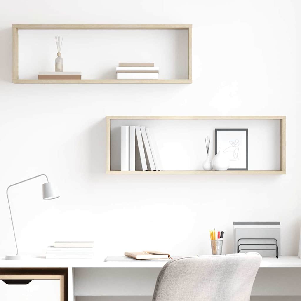 vidaXL Rafturi de perete cub, 2 buc., stejar sonoma, 80x15x26,5 cm PAL