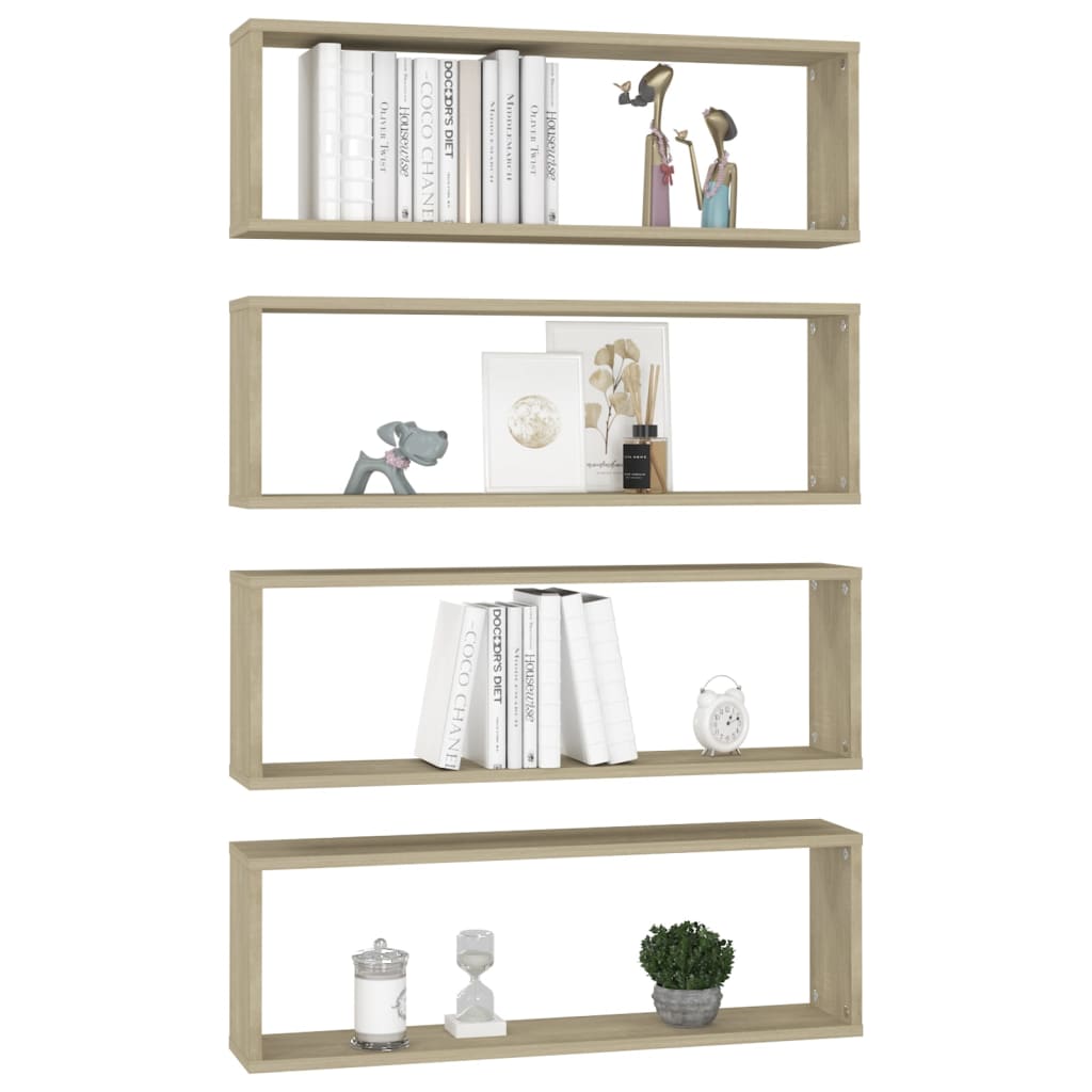 

vidaXL Wandschappen kubus 4 st 80x15x26,5 cm spaanplaat sonoma eiken