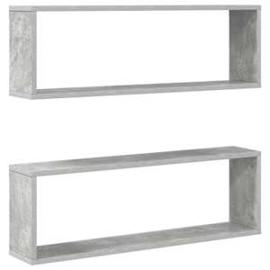 Nástěnné obdélníkové police 2 ks betonově šedé 80x15x26,5 cm - obrázek 2