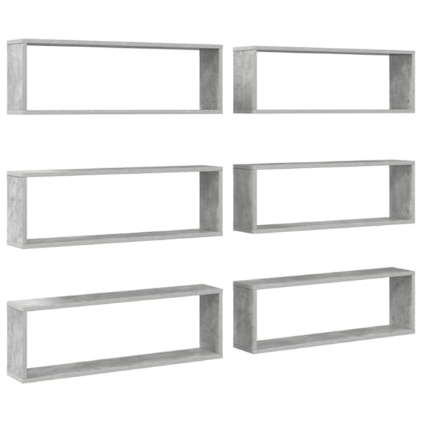 vidaXL kuubikukujulised seinariiulid 6 tk, betoonhall, 80x15x26,5 cm