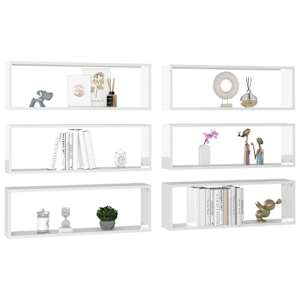 vidaXL Kuutioseinähyllyt 6 kpl korkeak. valk. 80x15x26,5 cm lastulevy