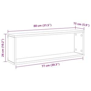 Nástěnné krychlové police 4 ks černé 80x15x26,5 cm dřevotříska - obrázek 11