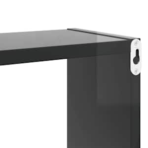 Nástěnné obdélníkové police 4 ks šedé 80x15x26,5 cm dřevotříska - obrázek 9