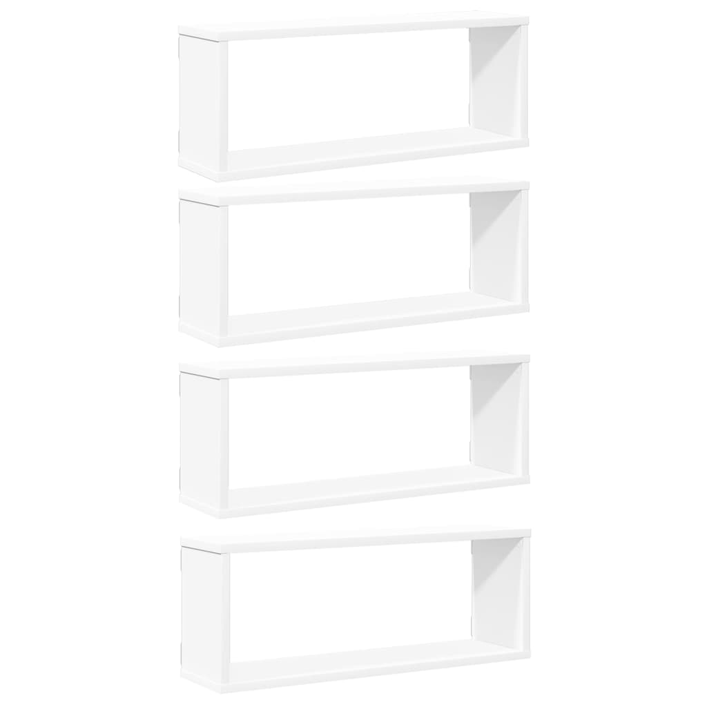 vidaXL Nástěnné obdélníkové police 4 ks bílé 60 x 15 x 23 cm kompozit