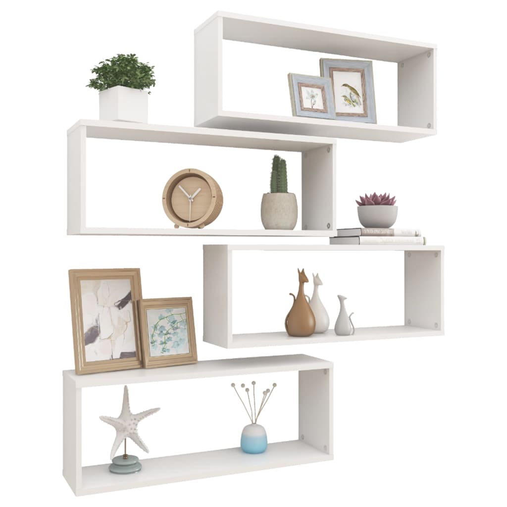 

vidaXL Wandschappen kubus 4 st 60x15x23 cm spaanplaat wit