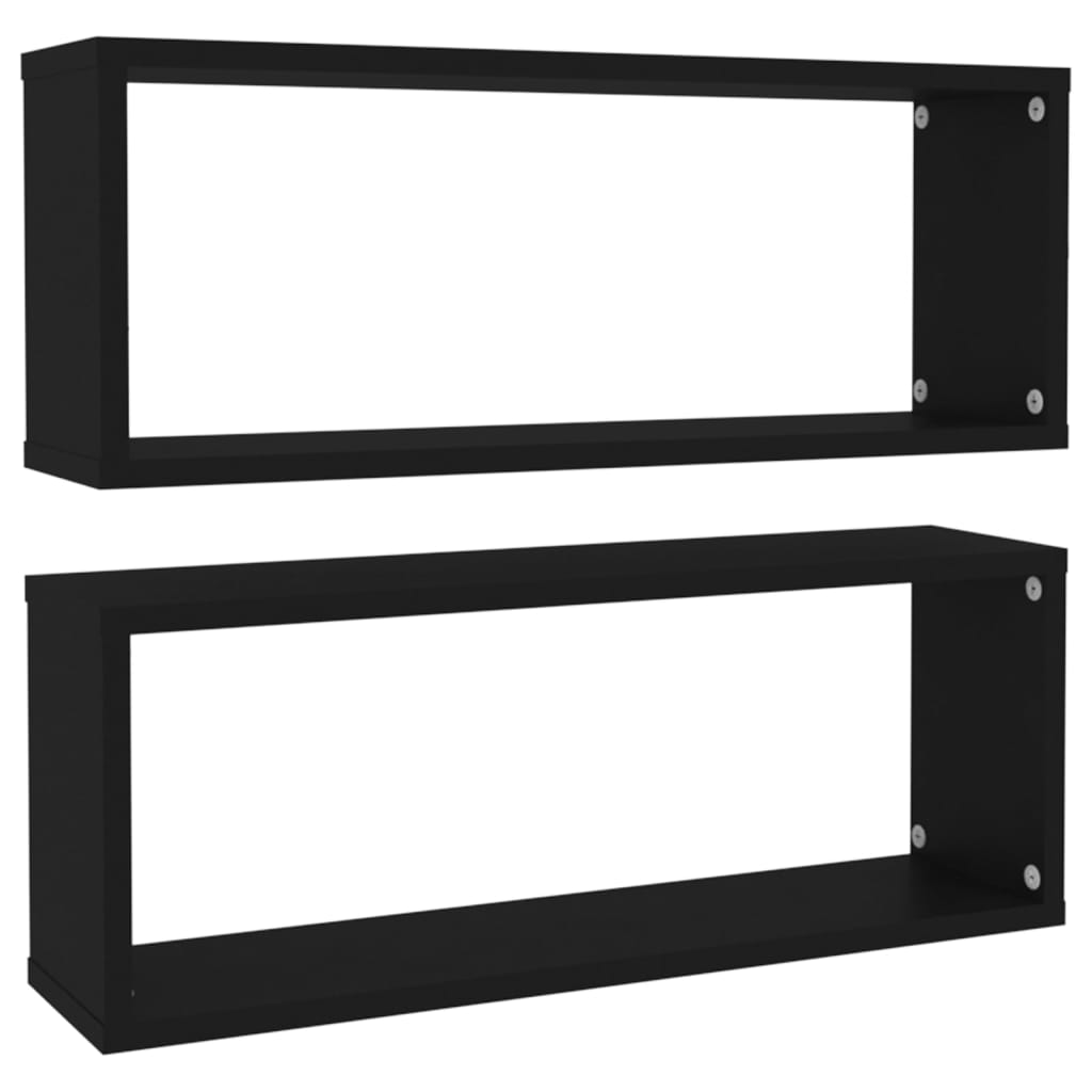 vidaXL Nástěnné police krychlové 2 ks černé 60x15x23 cm dřevotříska