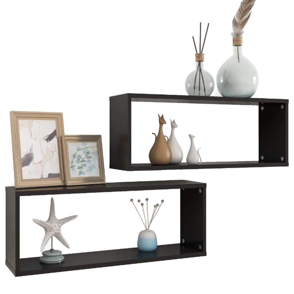 

vidaXL Wandschappen kubus 2 st 60x15x23 cm spaanplaat zwart