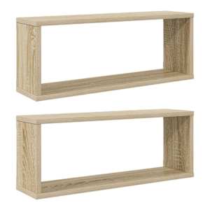 Nástěnné obdélníkové police 2 ks dub sonoma 60x15x23cm kompozit - obrázek 2