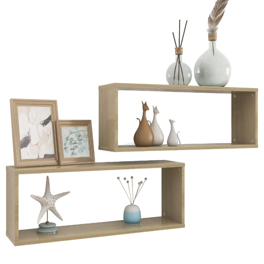 

vidaXL Wandschappen kubus 2 st 60x15x23 cm spaanplaat sonoma eiken