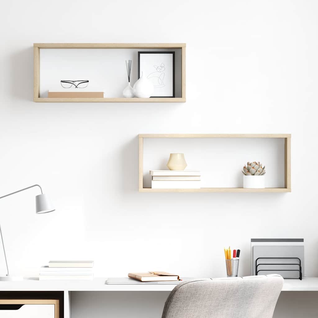 vidaXL Rafturi de perete cub, 2 buc., stejar sonoma, 60x15x23 cm, PAL