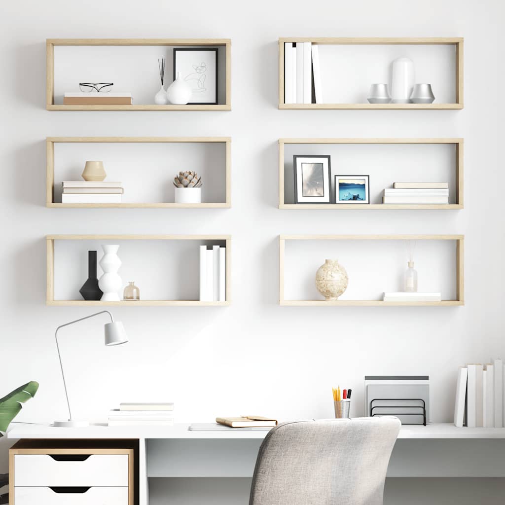 vidaXL Würfelregale 6 Stk. Sonoma-Eiche 60x15x23 cm Holzwerkstoff