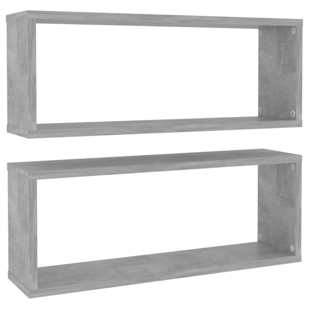 vidaXL Nástěnné obdélníkové police 2 ks betonově šedé 60 x 15 x 23 cm