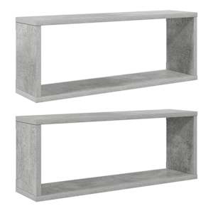 Nástěnné obdélníkové police 2 ks betonově šedé 60 x 15 x 23 cm - obrázek 2