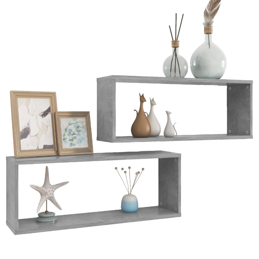 

vidaXL Wandschappen kubus 2 st 60x15x23 cm spaanplaat betongrijs