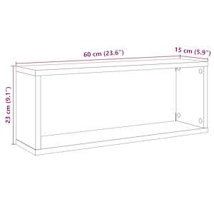 Nástěnné obdélníkové police 2 ks betonově šedé 60 x 15 x 23 cm - obrázek 10
