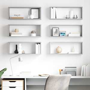 Stenske police kockaste 6 kosov betonsko sive 60x15x23 cm