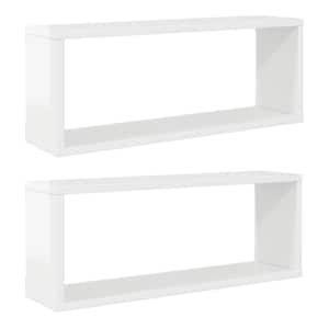 Nástěnné obdélníkové police 2 ks bílé lesk 60x15x23 cm kompozit - obrázek 2
