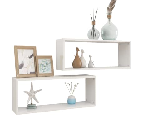 vidaXL Kockaste zidne police 2 kom sjajne bijele 60x15x23 cm drvene