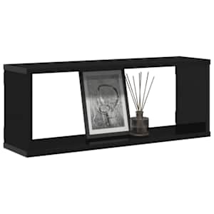 vidaXL Vegghyller kubeformet 4stk høyglans svart 60x15x23 cm sponplate