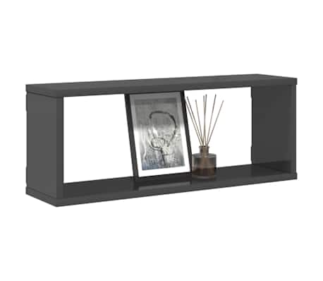 vidaXL P&oacute;łki ścienne kostki, 4 szt., wysoki połysk, szare, 60x15x23 cm