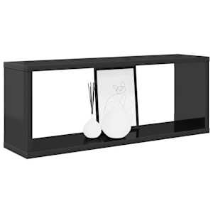 Nástěnné obdélníkové police 6 ks šedá lesk 60x15x23 cm kompozit - obrázek 3