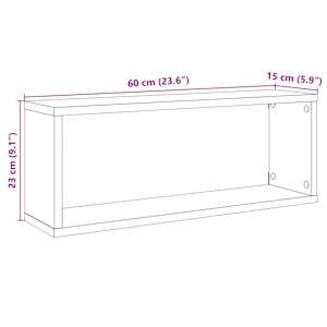 Nástěnné obdélníkové police 6 ks šedá lesk 60x15x23 cm kompozit - obrázek 10