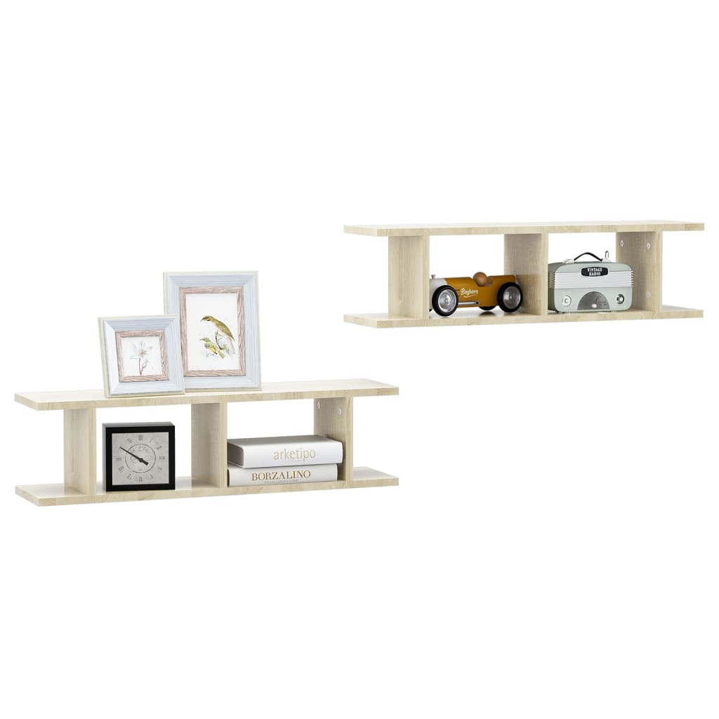

vidaXL Wandschappen 2 st 78x18x20 cm spaanplaat sonoma eikenkleurig