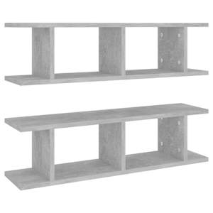 vidaXL seinariiulid 2 tk, betoonhall, 75x18x20 cm, tehispuit