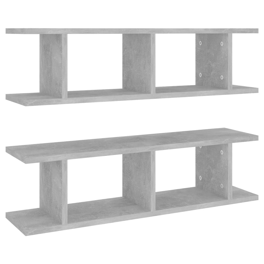 vidaXL Nástěnné police 2 ks betonově šedé 75 x 18 x 20 cm kompozit