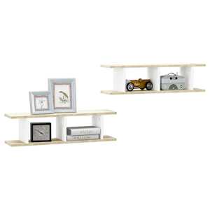 vidaXL Wall Shelves 2 pcs White and Sonoma Oak 75x18x20 cm Engineered Wood