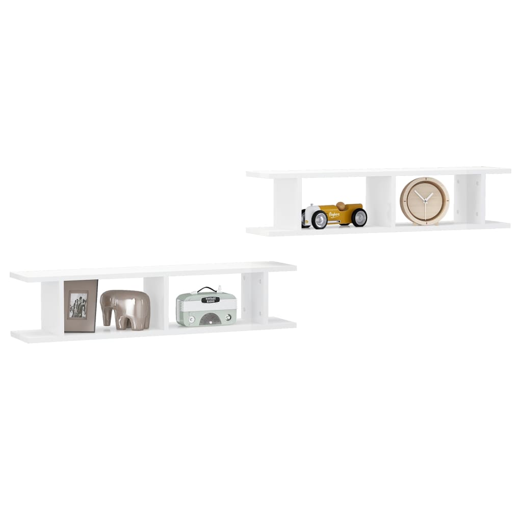 

vidaXL Wandschappen 2 st 90x18x20 cm spaanplaat hoogglans wit