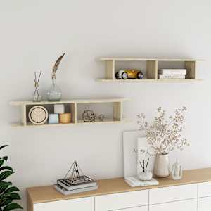 Stenska polica 2 kosa sonoma hrast 105x18x20 cm iverna plošča