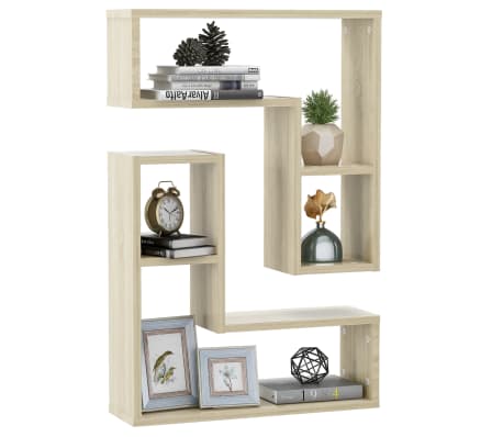 vidaXL Wall Shelf 2 pcs Sonoma Oak 50x15x50 cm Engineered Wood