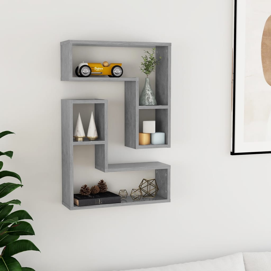 vidaXL Wandregale 2 Stk. Betongrau 50x15x50 cm Holzwerkstoff