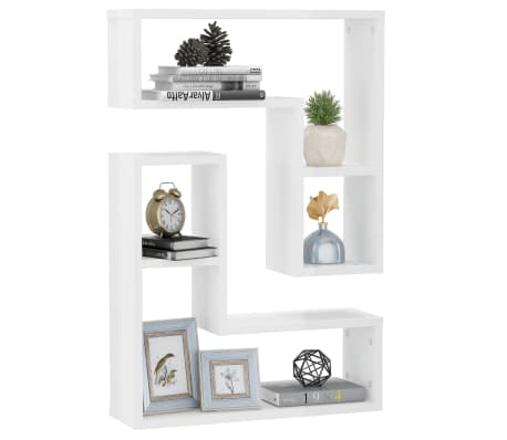 vidaXL Wall Shelf 2 pcs High Gloss White 50x15x50 cm Engineered Wood