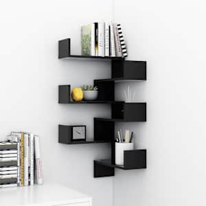 vidaXL Sieninės kampinės lentynos, 2vnt., juodos, 40x40x50cm, mediena