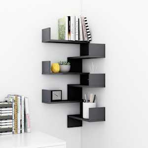 vidaXL Sieninės kampinės lentynos, 2vnt., pilkos, 40x40x50cm, mediena