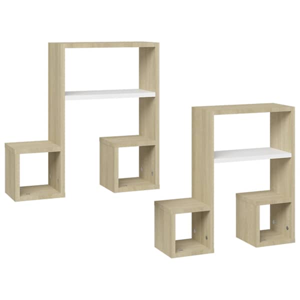 vidaXL seinariiulid 2 tk, valge, Sonoma, 50x15x50 cm, puitlaastplaat